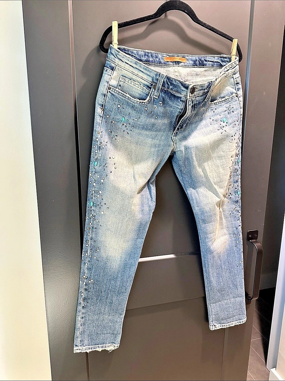 Joe's Jeans The Rocker Embellished Skinny Jeans Waist 28 Blue